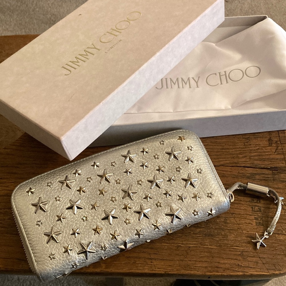 Jimmy Choo FILIPA Star Studded Zip Around Wallet Full Inclusion w/Dusty & Box - Picture 4 of 11